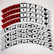 Resim bombtire Motorsiklet Scooter Bisiklet Lastik Yazısı Diablo Supercorsa 1.9 cm 8 adet + Tutkal 