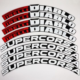 Resim bombtire Motorsiklet Scooter Bisiklet Lastik Yazısı Diablo Supercorsa 1.9 cm 8 adet + Tutkal 