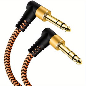 Resim Elektrik Gitarları, Bas Gitarları ve Mandolinler için 6.35mm (1/4") TRS'den 6.35mm (1/4") TRS Erkek-Erkek Dörtgen Stereo Ses Kablosu 
