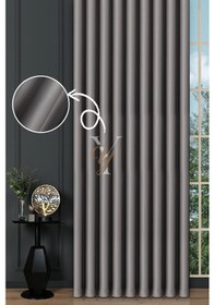 Resim Blackout Fon Perde V-2023 Koyu Gri Koyu Gri 