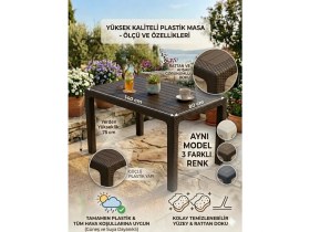 Resim Evko Mobilya Rattan 80X140 Masa, Plastik Masa, Bahçe Balkon Teras Masası, Kare Masa, Dış Mekan Masası 