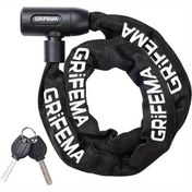 Resim 1x Griffma 90cm Dayanıklı Demir Bisiklet Zinciri Güvenli Siyah Kanca ve Halka Bağlantı Kayışı ile, 2 Anahtar Dahil - Motosikletler, Elektrikli Scooterlar & Kapılar için İdeal - Çeşitli Renkler 