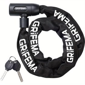 Resim 1x Griffma 90cm Dayanıklı Demir Bisiklet Zinciri Güvenli Siyah Kanca ve Halka Bağlantı Kayışı ile, 2 Anahtar Dahil - Motosikletler, Elektrikli Scooterlar & Kapılar için İdeal - Çeşitli Renkler 