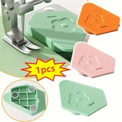 Resim 1pc Dikiş Temel Gereksinimleri Manyetik Dikiş Rehberi Dikiş Makineleri için, Çok Fonksiyonlu Kenar Kılavuzu Çiçek Tasarımı ile, Pille Çalışmaz, Turuncu ve Açık Yeşil 
