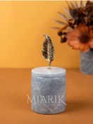 Resim MIARIK DESIGN & DEKORASYON Dekoratif Gri Mermer Pamukluk Gold Yaprak Detaylı 