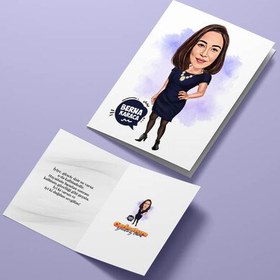 Resim Güzelleri Güzeli Kadın Karikatürlü Tebrik Kartı 
