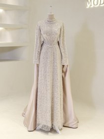 Resim Couture Pureva Tesettür Abiye - Bej / 48 