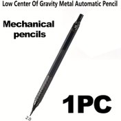 Resim 1 adet Düşük Merkezli Ağırlık Metal Mekanik Kalem - 0.3mm, 0.5mm, 0.7mm, 0.9mm, 2.0mm Kurşun Seçenekleri, Kaymaz Tutuş, Çizim, Çizim, Ofis Yazısı için Dayanıklı Metal Tasarım - Okul Malzemeleri ve Hediye Fikri, Çizim Aracı, Şık Metalik Kaplama, Dokulu Tutuş 