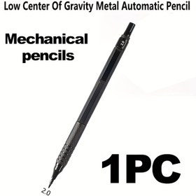 Resim 1 adet Düşük Merkezli Ağırlık Metal Mekanik Kalem - 0.3mm, 0.5mm, 0.7mm, 0.9mm, 2.0mm Kurşun Seçenekleri, Kaymaz Tutuş, Çizim, Çizim, Ofis Yazısı için Dayanıklı Metal Tasarım - Okul Malzemeleri ve Hediye Fikri, Çizim Aracı, Şık Metalik Kaplama, Dokulu Tutuş 