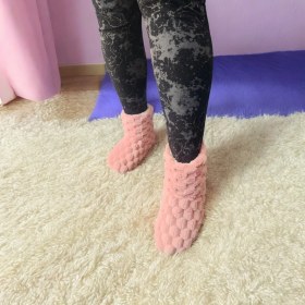 Resim Gezer Kadın Ortopedik Yumuşacık Kışlık Peluş Panduf Hafif Taban Desenli Ev Botu Pudra 