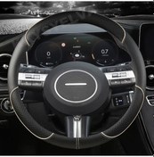 Resim Pu Deri Araba Direksiyon Kılıfı Hyundai Tucson İçin 2022 2024 Elantra 2020 Beıge Beige 