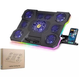 Resim NODAR Hadron Dcxa21 Notebook Soğutucu 9-Fan + Telefon Standı 14-18 RGB Siyah 