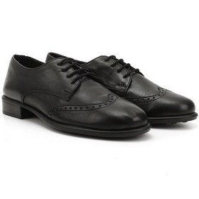 Resim Gön Siyah Bağcıklı Zımbalı Hakiki Deri Oxford Ayakkabı siyah 