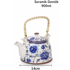 Resim Seramik Demlik, Bitki Çayı Demliği Süzgeçli 02 Çok Renkli 