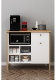 Resim Nora Kahve Köşesi Fırın Dolabı Çekmeceli Alt Modül Çok Amaçlı Sepet-beyaz Sepet-beyaz 