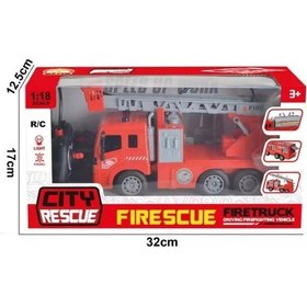 Resim 1:18 Su Atan İtfaiye Arabası 5 Fonksiyonlu Uzaktan Kumandalı Sarjlı Oyuncak Kırmızı 
