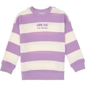 Resim U.S. Polo Assn. Kız Çocuk Lila Çizgili Bisiklet Yaka Sweatshirt 50317898-VR034 
