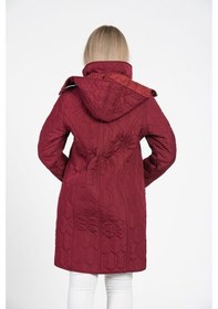 Resim Vetre Kadın Kapitone Mont (95 Cm) Bordo Büyük Beden 1016 Çok Renkli 