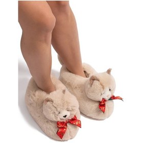 Resim Sisi Kadın Hayvanlı Panduf Bej 36/41 Bej 