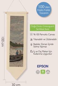 Resim Duvar Halısı Pinterest Oda Dekoru, Monet Sanat Serisi, 100cm Kanvas Flama Askılı Duvar Örtüsü NO:582 - Renkli - 5 / 30 x 100 