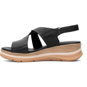 Resim Mammamia D25ys-2790 Kadın Hakiki Deri Düz Sandalet Siyah Siyah 