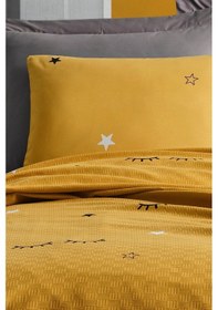 Resim Baskılı Pike Takımı Çift Kişilik Dide Sarı Sarı 