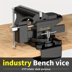 Resim DUODISI Endüstriyel Banka Mengenesi - 270° Dönebilen Tabanlı Kompakt Çok Fonksiyonlu Metal İş Bankası Aracı, Hassas Ev & DIY Projeleri İçin 
