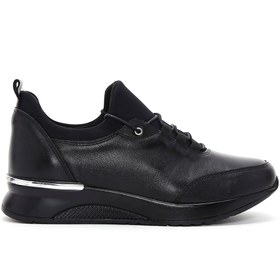 Resim Kadın Siyah Deri Casual Sneaker 