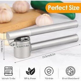 Resim Ecovibe Paslanmaz Çelik Sarımsak Presi - Sarımsak Kesici, Sarımsak Ezici, Sağlam Paslanmaz Çelik Saplı, Pratik Bir Mutfak Yardımcısı ve Mutfak Aleti, 15,8 x 5 cm 