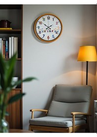 Resim 36 Cm Turuncu Çocuk Odası Duvar Saati Açık 