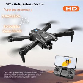 Resim piha S76fırçasız Motor Hd 720p Çift Kameralı 30dk Uçuş Süresi 2 Bataryalı Taşıma Çantalı Drone 