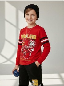 Resim Zekids Erkek Çocuk Pamuklu Bowling Baskılı Pijama Takımı-16821 Kırmızı 