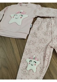 Resim Kız Bebek Yıldız Desenli İkili Takım Açık Pembe 