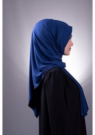 Resim Hürrem Bone Indigo Düz Klasik Şal Viskon Kumaş Likralı Penye 202101_34 Indigo 
