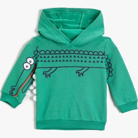 Resim Erkek Bebek Timsah Baskılı Sweatshirt Pamuklu 