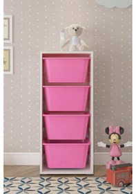 Resim 4 Derin Sepetli Pembe Çok Amaçlı Oyuncak Dolabı Çok Renkli 