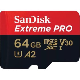 Resim Sandisk Extreme Pro SDSQXCU-064G-GN6MA 64 GB microSDXC UHS-I A2 V30 Adaptörlü Hafıza Kartı 