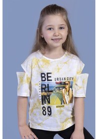 Resim Toontoy Kids Toontoy Kız Çocuk Batik Desenli Dijital Baskılı Tişört Sarı 
