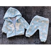 Resim SANTRALBEBE Erkek Bebek 6-18 Ay Yıldız Baskılı Peluşlu 3lü Takım 