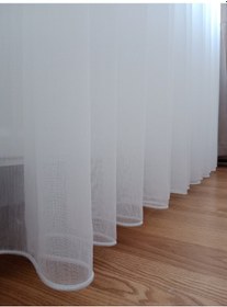 Resim Beyaz Sade Tül Perde 1/3 Sık Pileli Dikim 