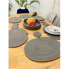 Resim Jütex Home Jüt Hasır Amerikan Servis Oval Supla Bardak Altı ve Sepet 13 Parça 