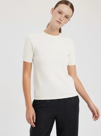 Resim Ekru Bisiklet Yaka Kadın Tişört - EKRU / 42 