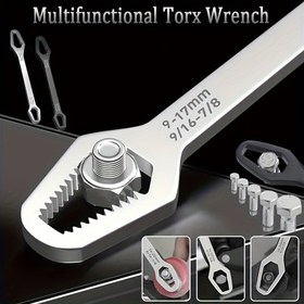 Resim 1 adet Paslanmaz Çelik Ayarlanabilir Torx Anahtarı - 3-17mm, Bisikletler, Ev Geliştirme ve Kendin Yap Projeleri için Çift Taraflı Çok Amaçlı Alet, Bisiklet Bakım Aleti | Ayarlanabilir Torx Anahtarı | Dayanıklı Yapı, Torx Anahtarı 