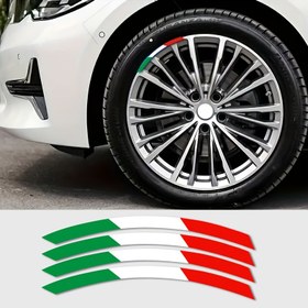 Resim 4 adet İtalyan Bayrağı Tasarımı Yansıtıcı Etiketler - Uygulaması Kolay, Parlak Bitiş, Kendinden Yapışkanlı PVC Etiketler Fiat, Sportiva, Giulietta, 159, 156, Mito, Stelvio, 147, Brera, 500, Punto Tipo Bravo, 500X, 500.02L Tekerlekler - Ulusal Gurur ve Şık Özelleştirme İçin İdeal, Ulusal Gurur Dekoru | Canlı Renkli Etiketler | Parlak Bitiş Etiketleri, İtalyan Bayrağı Dekoru 