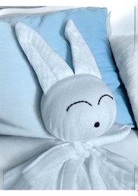 Resim Müslin Bebek Uyku Arkadaşı 4 Katlı Tavşan Organik Mavi 