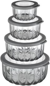 Resim Vip Ahmet Vakumlu Saklama Kabı, Şeffaf Füme 4'Lü Diamond 3 L + 2 L + 1 L + 0, 5 L 