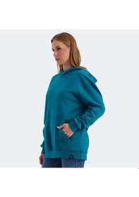 Resim Slazenger VIOLENCE Kadın Kapüşonlu Cepli Oversıze Petrol Sweatshirt 