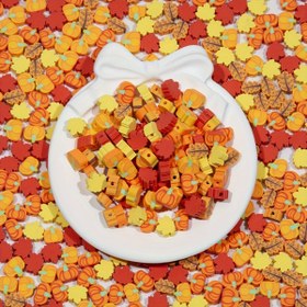 Resim 100/50 adet Şükran Günü Polimer Kil Boncuk Seti, Yumuşak Seramik Kabak ve Akçaağaç Yaprak Şekilleri, DIY Takı Yapımı Malzemeleri El Yapımı Bileklikler, Kolyeler, Küpeler için - Plastik El Sanatları Boncukları, Kaplama Yok 