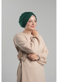 Resim Hürrem Bone Zümrüt Pratik Hazır Geçmeli Tesettür Bone Sandy Pileli Salaş 2121 37 Zümrüt 