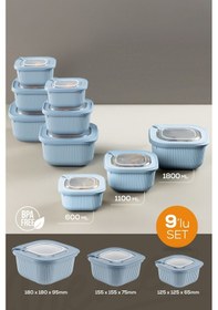 Resim Vienev Mikrodalga Ve Difrize Uygun Vip Kapaklı Özel Saklama Kabı Seti Mavi 9'lu 3 x 600 - 1100 - 1800 ML Mavi 